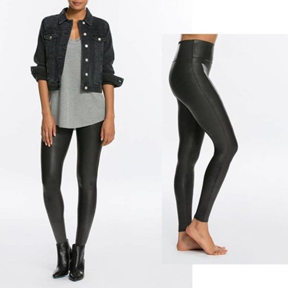 SPANX Pants - Spanx Faux Leather Leggings Black NWT Small Petite